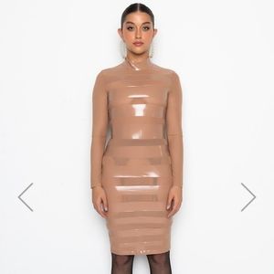 COPY - Akira Read Between the Line Shear and PU leather Midi Sz Xl